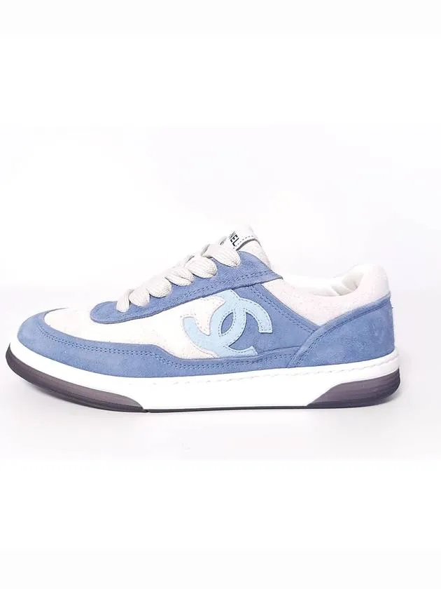 23P Suede Kidskin & Blue White Tennis Sneakers G39978 X56979 Size 365