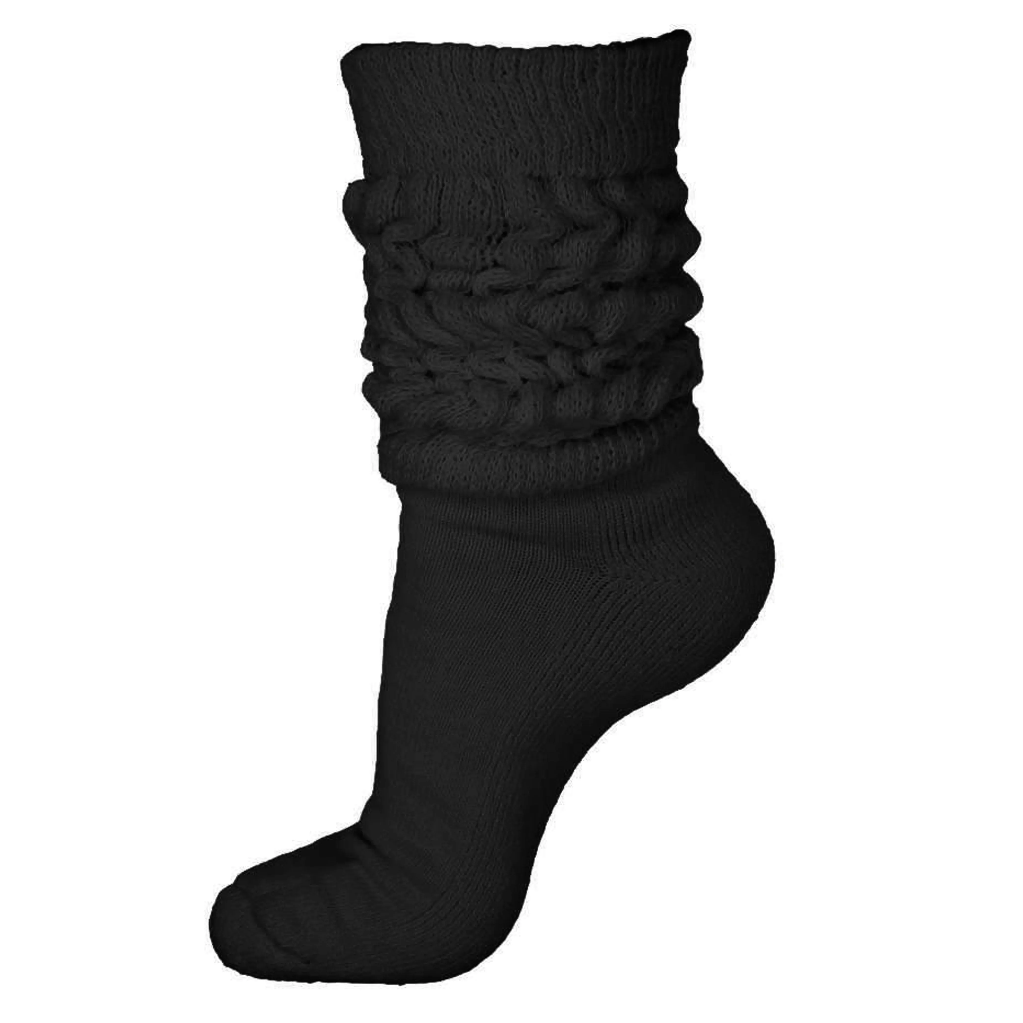 3 Pairs Women's Black Slouch Socks Scrunch Baggy Cotton Plush Thick Casual 9-11