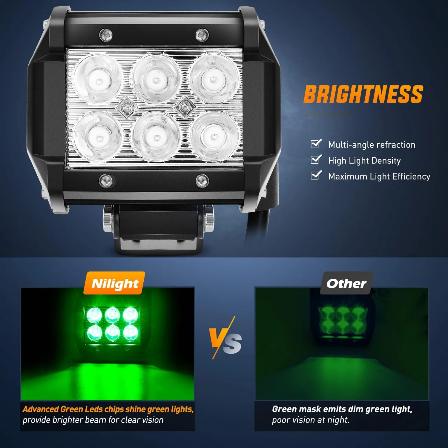 4 Inch 18W 1260LM Double Row Green Spot LED Pods (Pair)