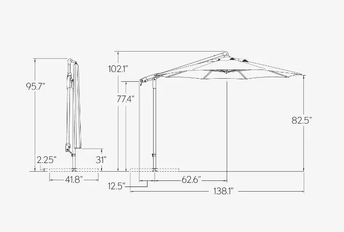 AG 10ft Octagonal Umbrella - REQUIRES 4 X 16" SQ PAVER STONES (NOT INCLUDED)
