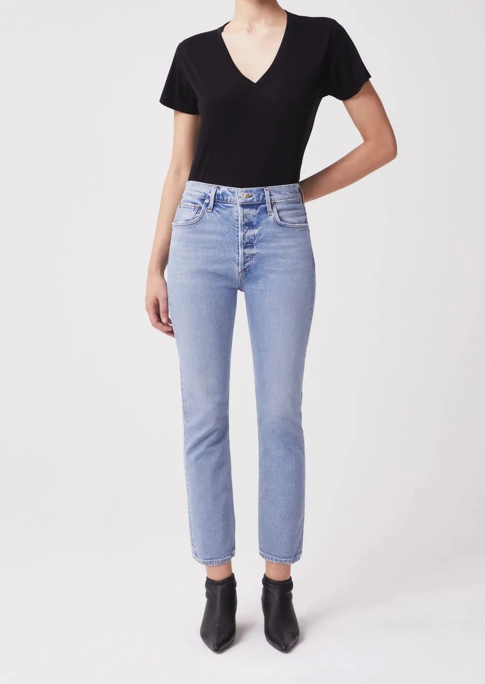 Agolde RILEY HIGH RISE STRAIGHT CROP- SHIVER
