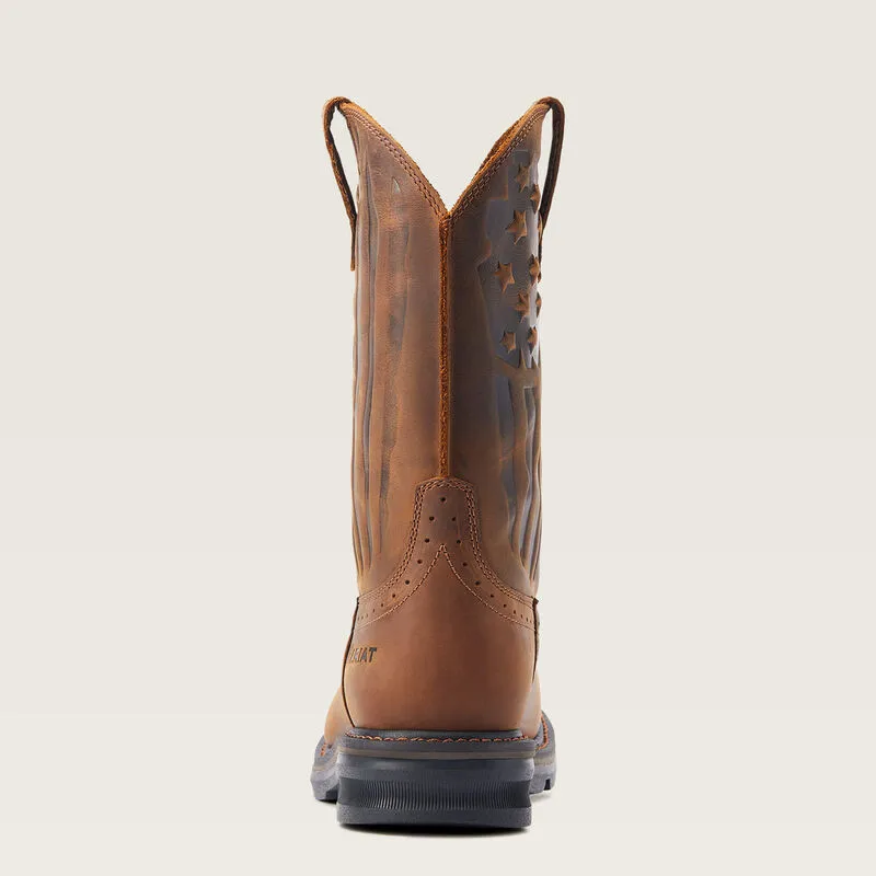 Ariat Men's 11" Sierra Shock Shield Patriot Soft Toe Work Boot - Brown 10044505
