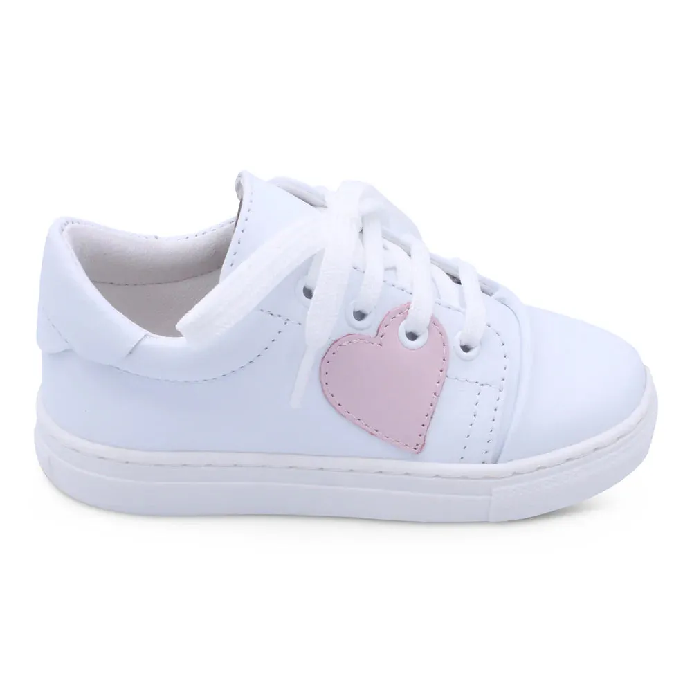 Borboleta White and Pink 'Santina' Hi-Top Leather Bow Boots