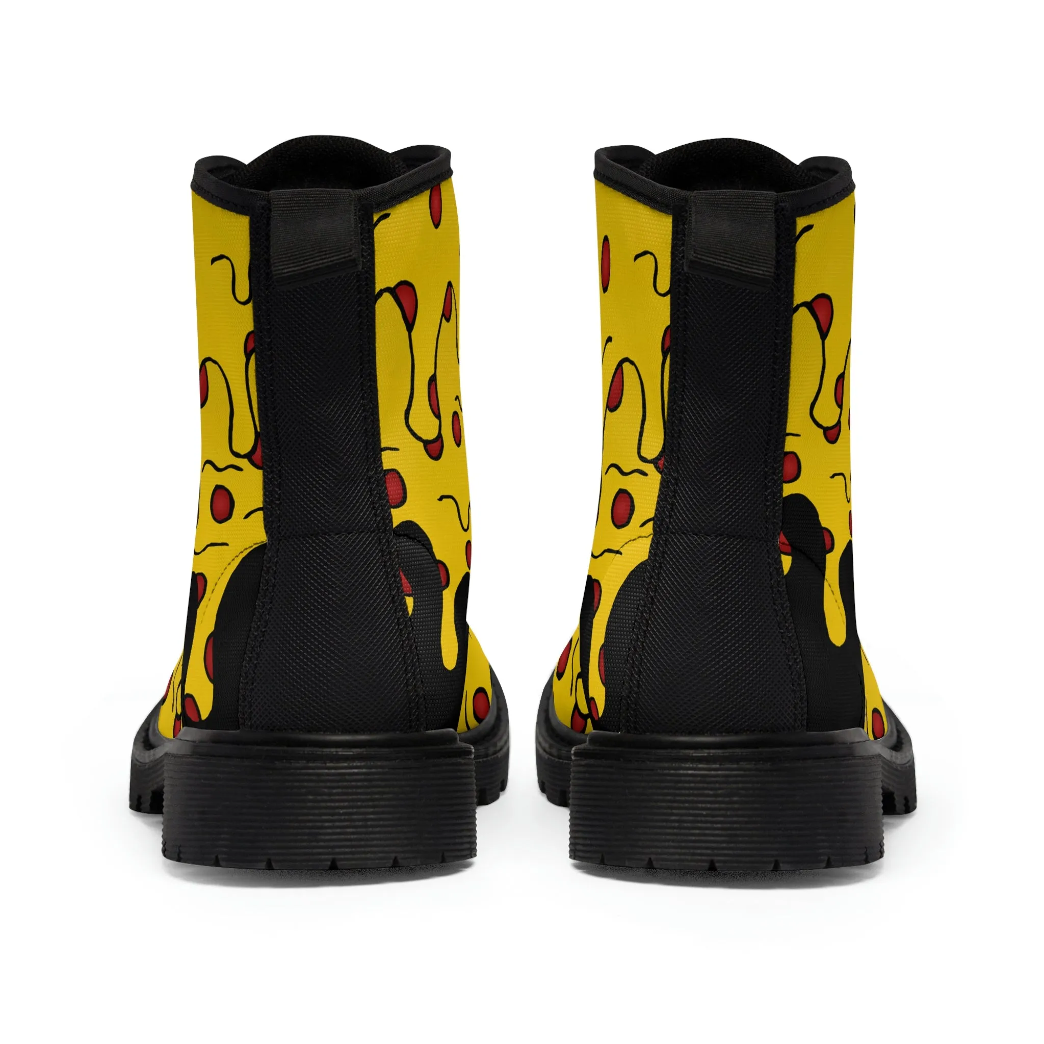 Cheesy Pizza Men's Canvas Boots (Black)