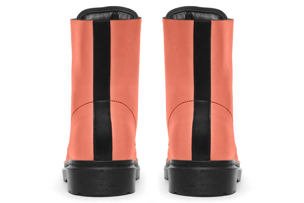 Coral Blush Boots - Vegan Leather Doc-Style Boots with Durable Stitched on Soles