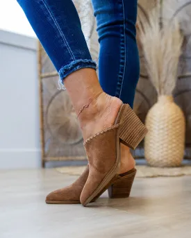 Corkys Sizzle Faux Suede Slip Ons - Tobacco