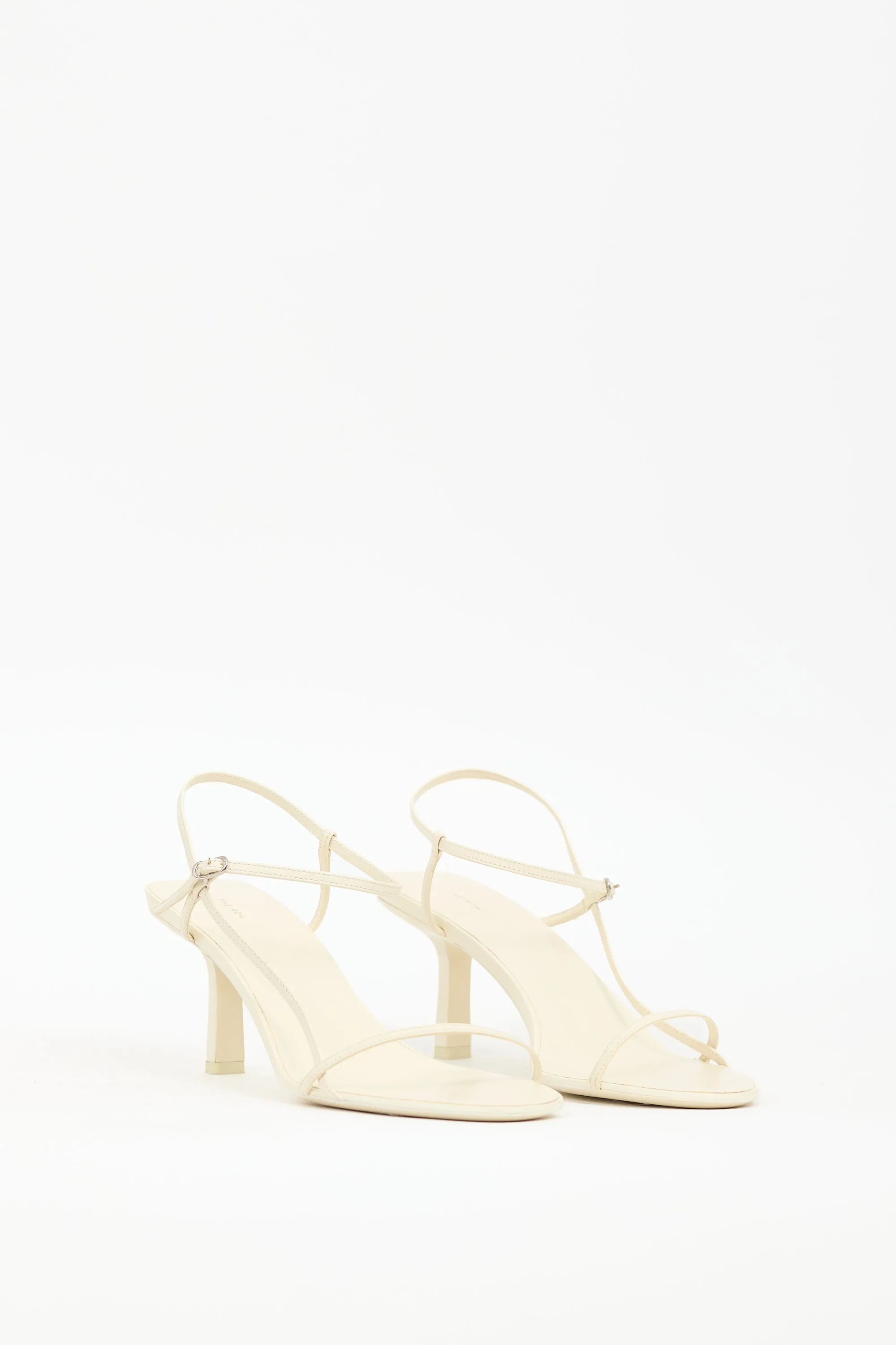 Cream Leather Bare Heeled Sandal