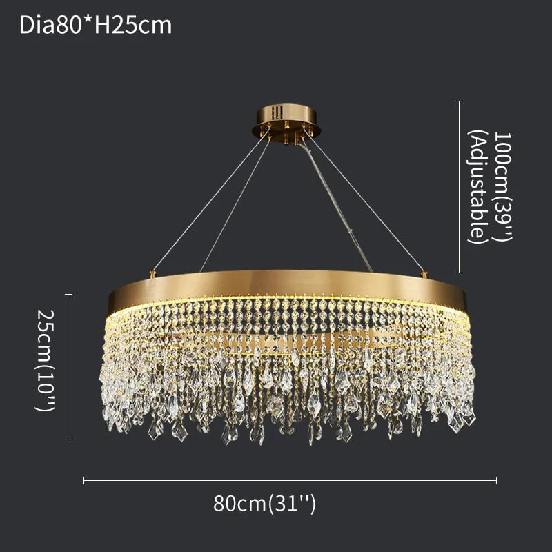 Crystal Shower Chandelier - Round