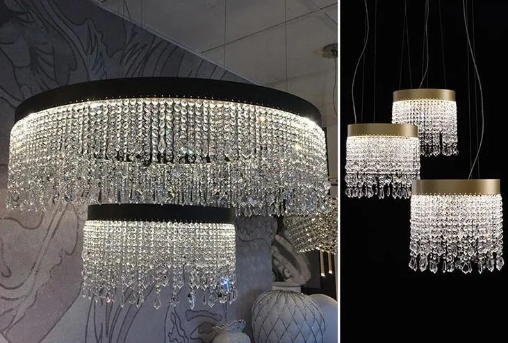 Crystal Shower Chandelier - Round
