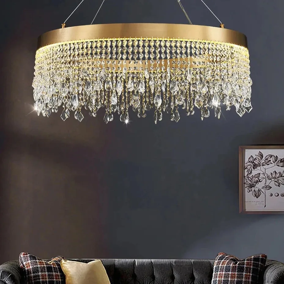 Crystal Shower Chandelier - Round