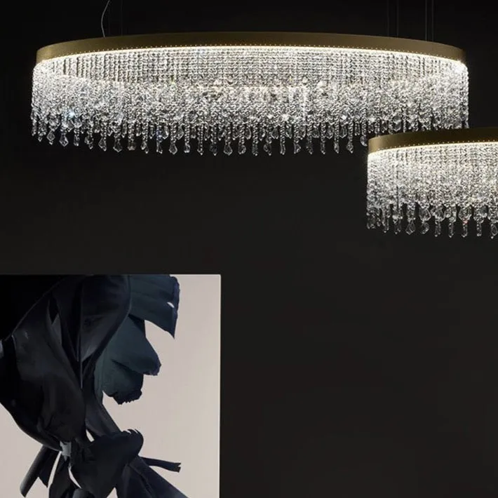 Crystal Shower Chandelier - Round