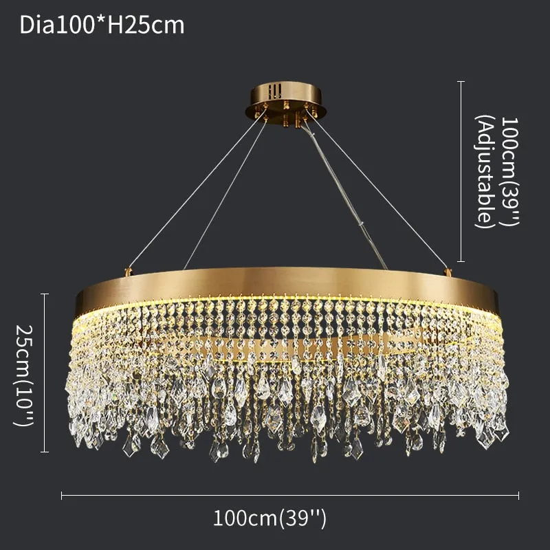 Crystal Shower Chandelier - Round