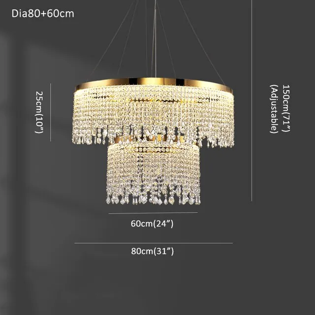 Crystal Shower Chandelier - Round