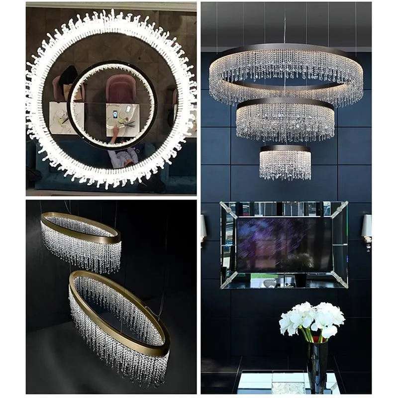 Crystal Shower Chandelier - Round