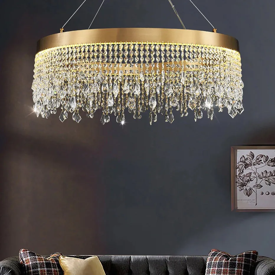 Crystal Shower Chandelier - Round