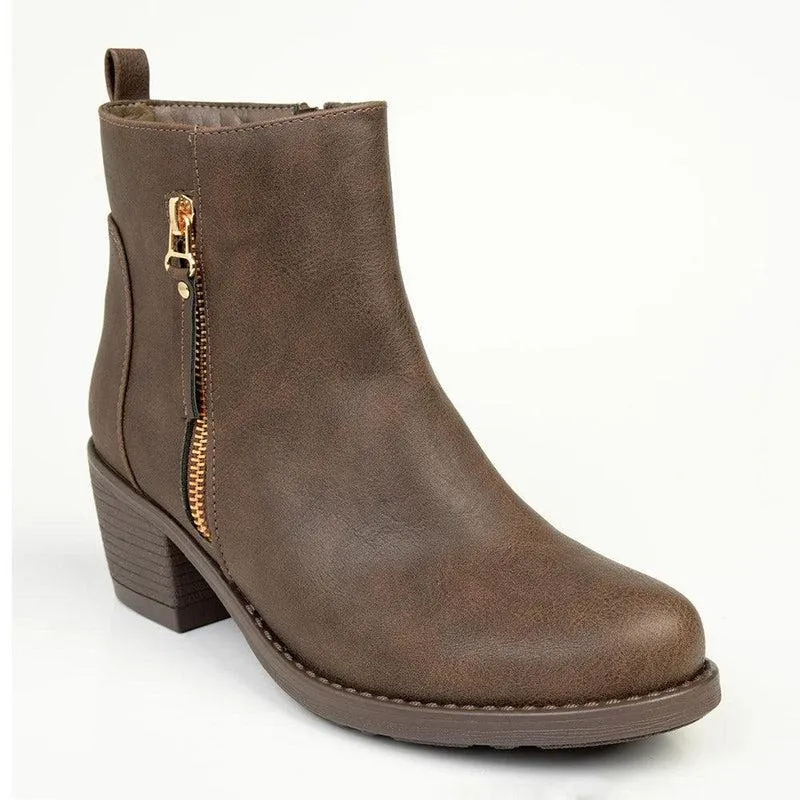 Franco Rossi Talia Side Zip Ankle Boot - Chocolate