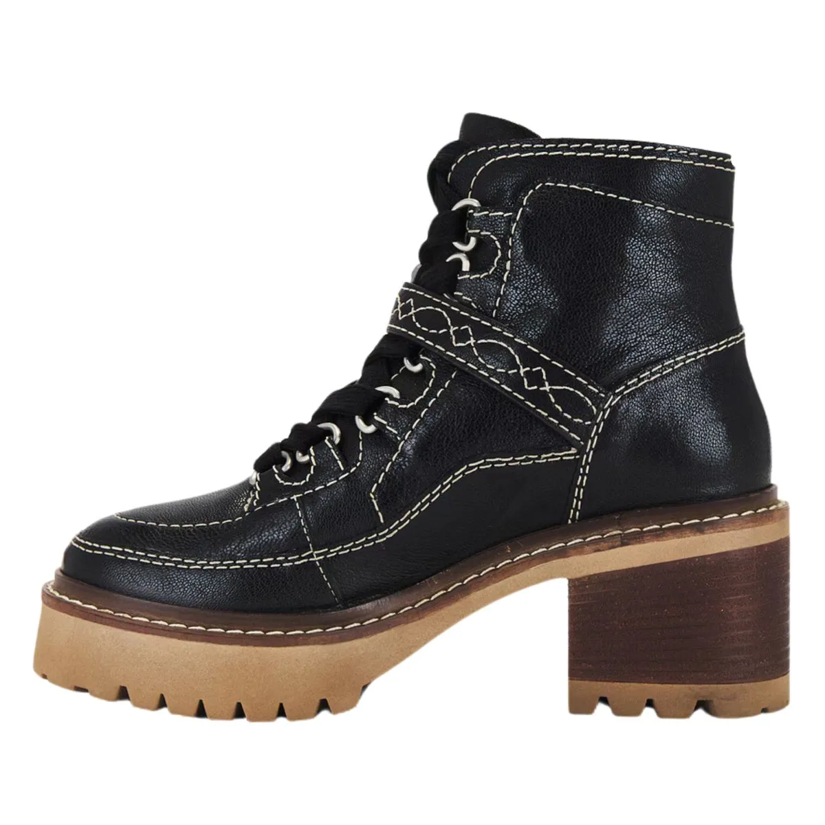 Free People Women's Jasper Hiker Victorian Black Leather