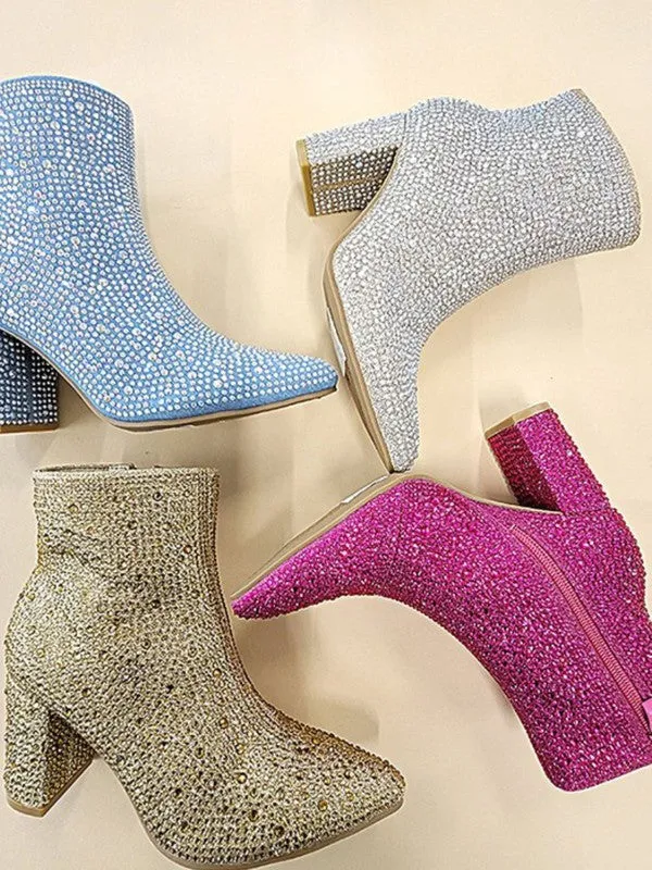 Fuchsia Rhinestone Casual Boots