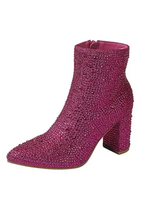 Fuchsia Rhinestone Casual Boots
