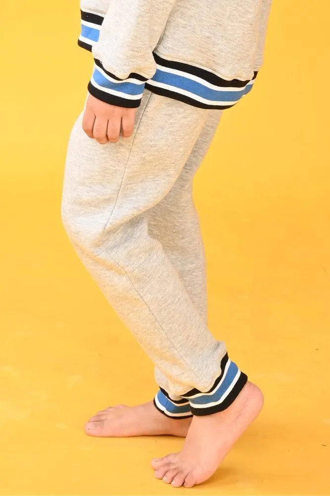 GREY BLUE CUFFED JOGGERS (FLEECE)