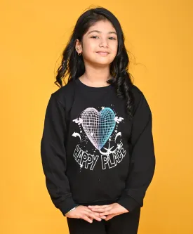 HAPPY PLACE GIRLS FLEECE SWEATSHIRT - BLACK