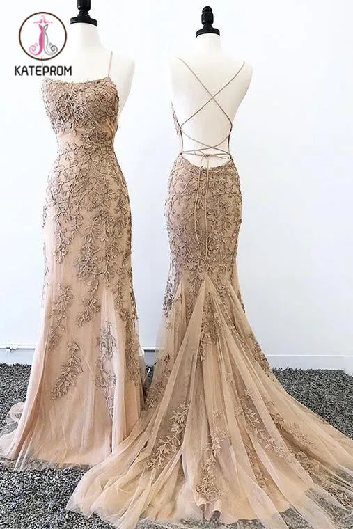 Kateprom Sexy Mermaid Prom Dresses Criss Cross Back Evening Dresses, Hot Selling Long Formal Dress KPP1162
