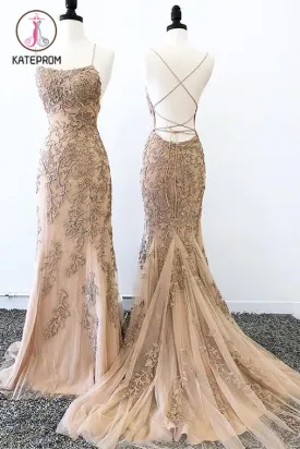 Kateprom Sexy Mermaid Prom Dresses Criss Cross Back Evening Dresses, Hot Selling Long Formal Dress KPP1162