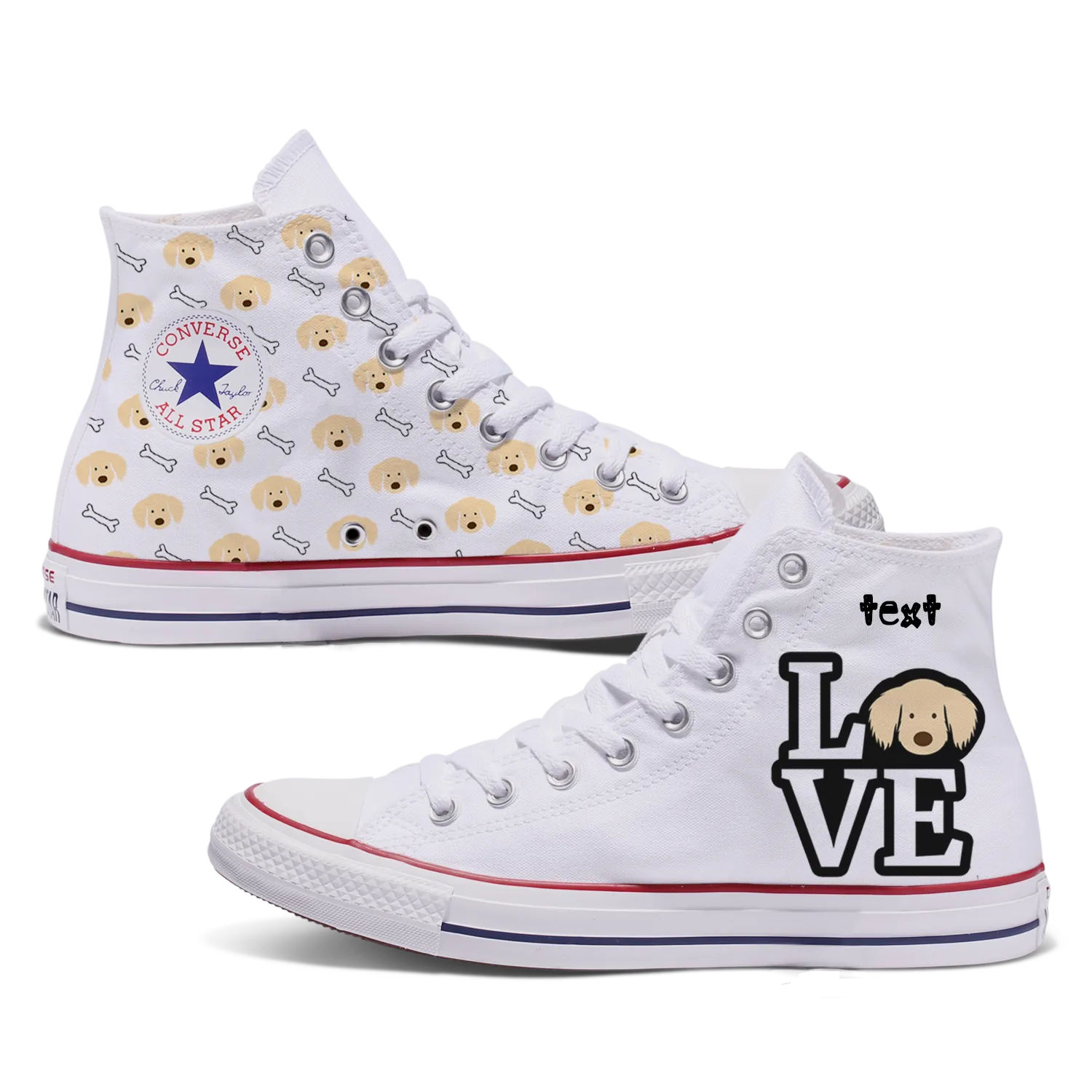 Love Golden Retriever Custom Converse