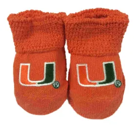 Miami Hurricanes Two Feet Ahead Infant Baby Newborn Orange & Green Socks Booties