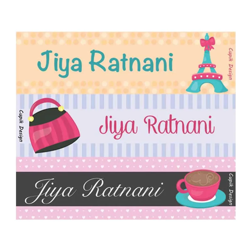 Personalised Eiffel Waterproof Stickers - Rectangular