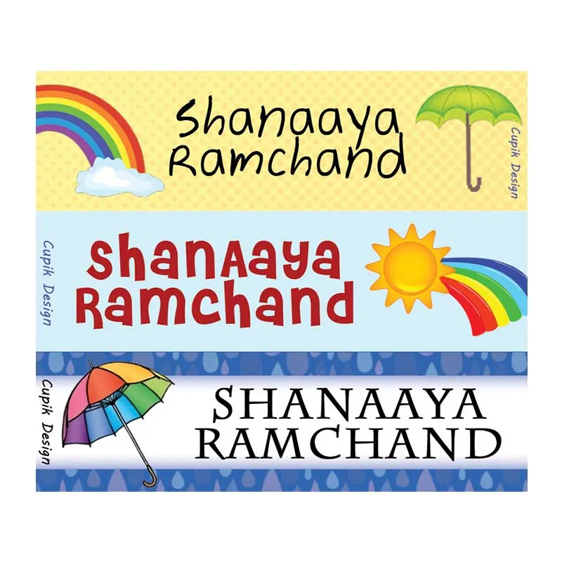 Personalised Rainbow Waterproof Stickers - Rectangular