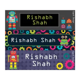 Personalised Robots Waterproof Stickers - Rectangular
