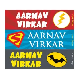 Personalised Superhero Waterproof Stickers - Rectangular