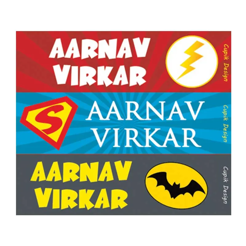 Personalised Superhero Waterproof Stickers - Rectangular