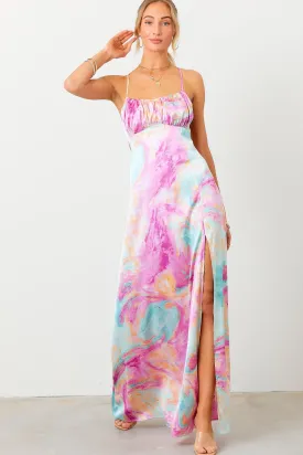 Printed Open Back Maxi Dress