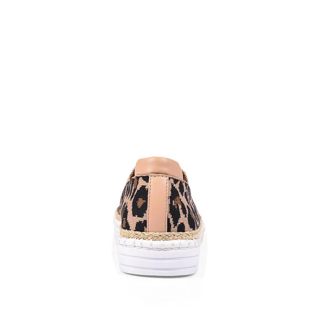 Queen Slip on Sneakers - Nude Leopard Knit