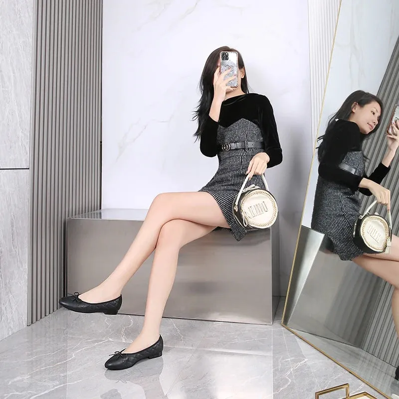 Stitching Leather Ballet Flats  Soft & Chic