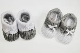 White & Grey Knitted Booties