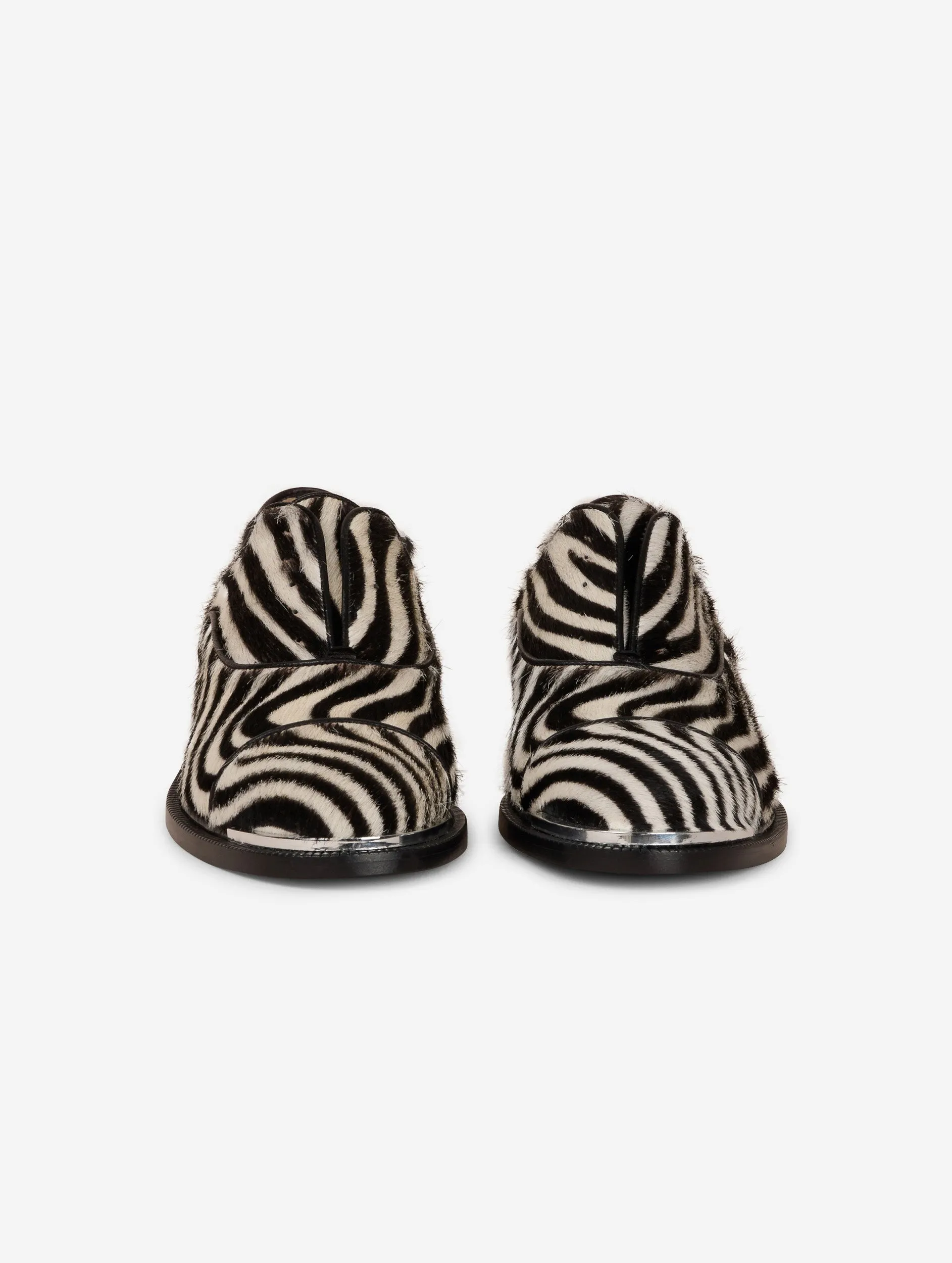 Zebra print calf hair leather derbies